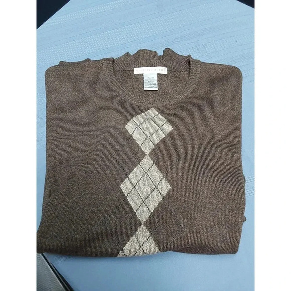 Mens XL Brown diamond design front by Geoffrey Beene very soft Great color  fall - Picture 1 of 4